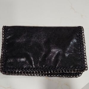 Chic Black Chain-Embellished Women's Clutch